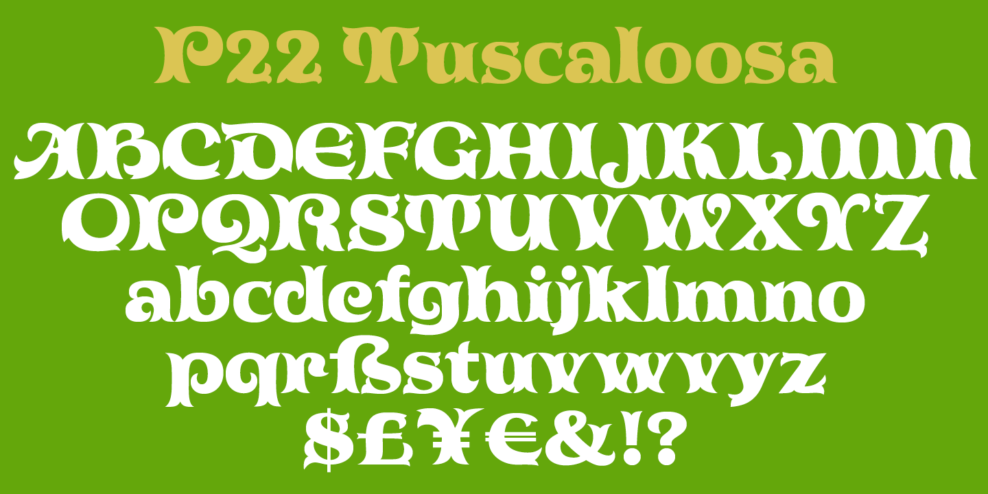 Пример шрифта P22 Tuscaloosa Regular